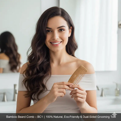 Bamboo Beard Comb – BC1 | 100% Natural, Eco-Friendly & Dual-Sided Grooming Tool