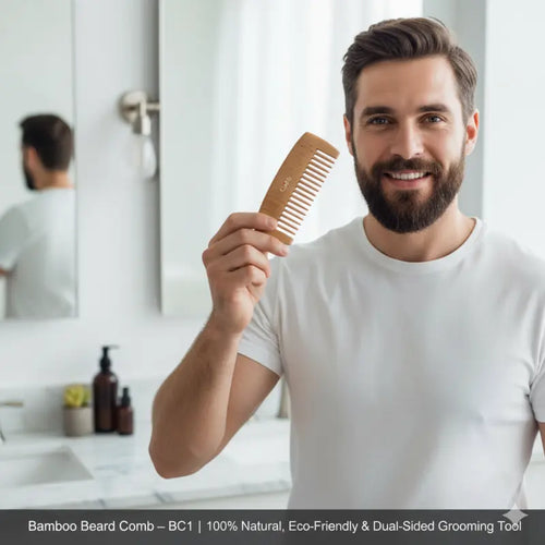 Bamboo Beard Comb – BC1 | 100% Natural, Eco-Friendly & Dual-Sided Grooming Tool